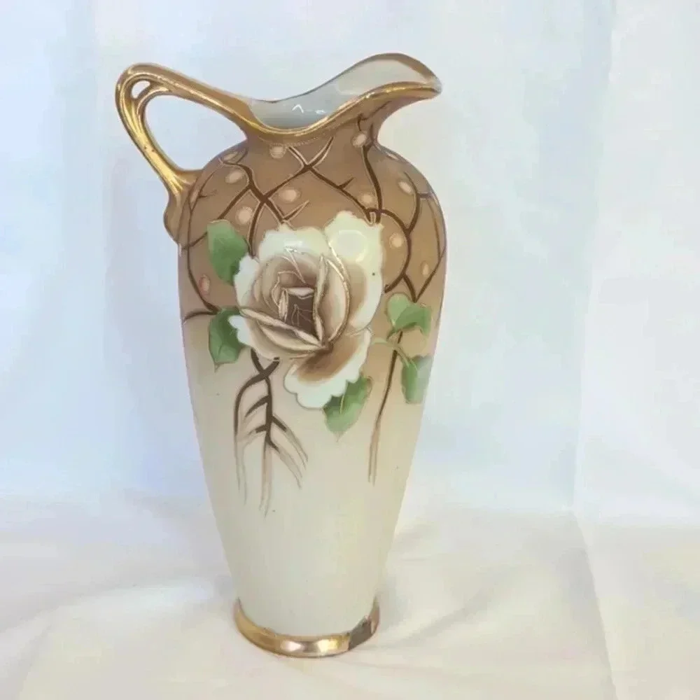 Vintage Nippon gold gilt pitcher hand painted